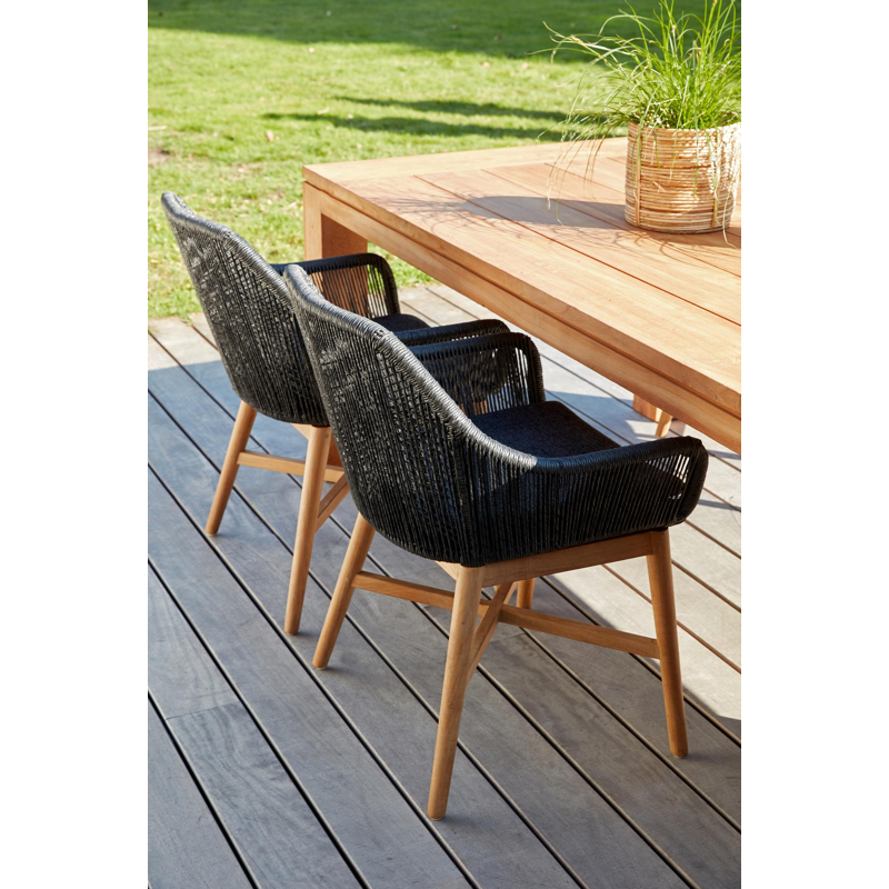 Borgo tuinstoel in teak en zwart wicker