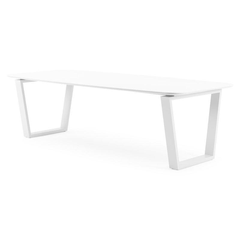 Pagino tuintafel in wit aluminium en volkeramiek arctic white - L 255 x B 115 x H 74 cm