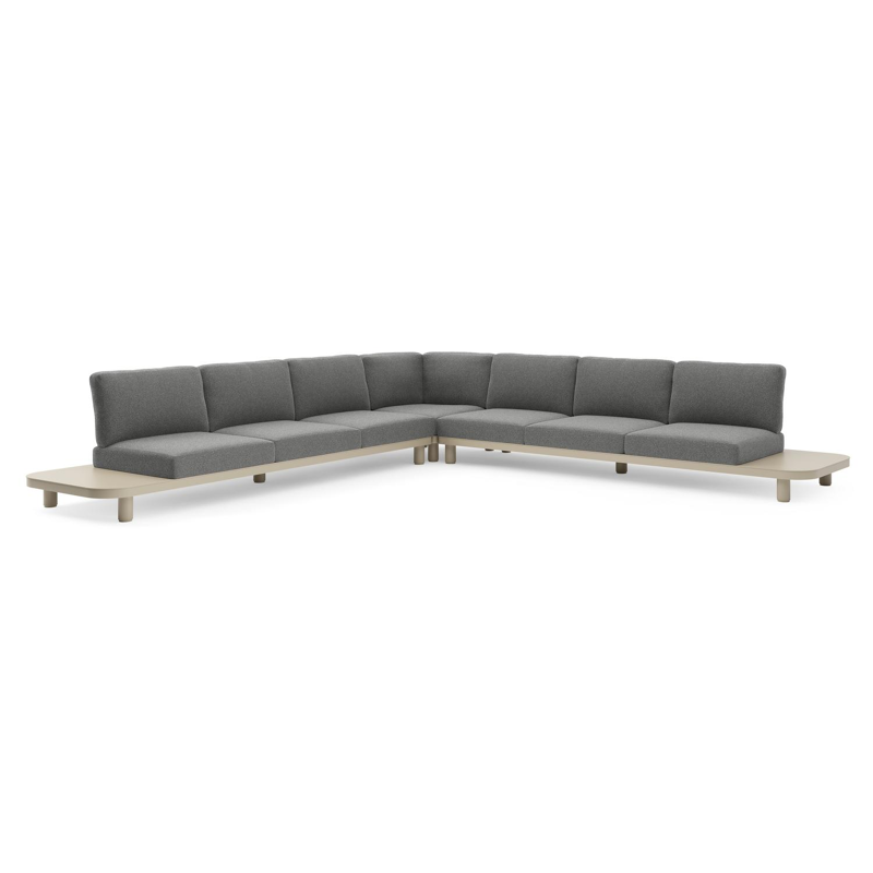 Salon de jardin d'angle Donato en aluminium beige et coussins en all weather cosytica catania black