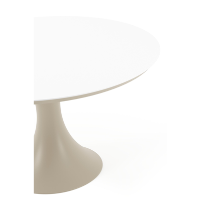 Fano tuintafel rond in beige aluminium en volkeramiek Arctic White - Dia. 130 x H 75 cm