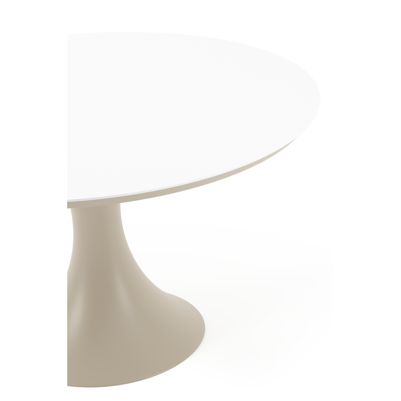 Fano tuintafel rond in beige aluminium en volkeramiek Arctic White - Dia. 130 x H 75 cm