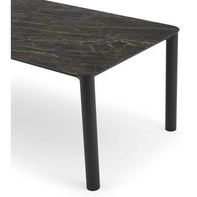 Orso tuintafel rechthoekig afgerond in zwart aluminium en volkeramiek black obsession - L 240 x B 100 x H 73.5 cm