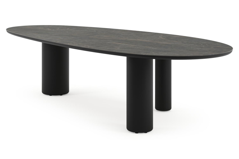Amico tuintafel mango in zwart aluminium en volkeramiek Black Obsession - L 320 x B 140 x H 73.5 cm