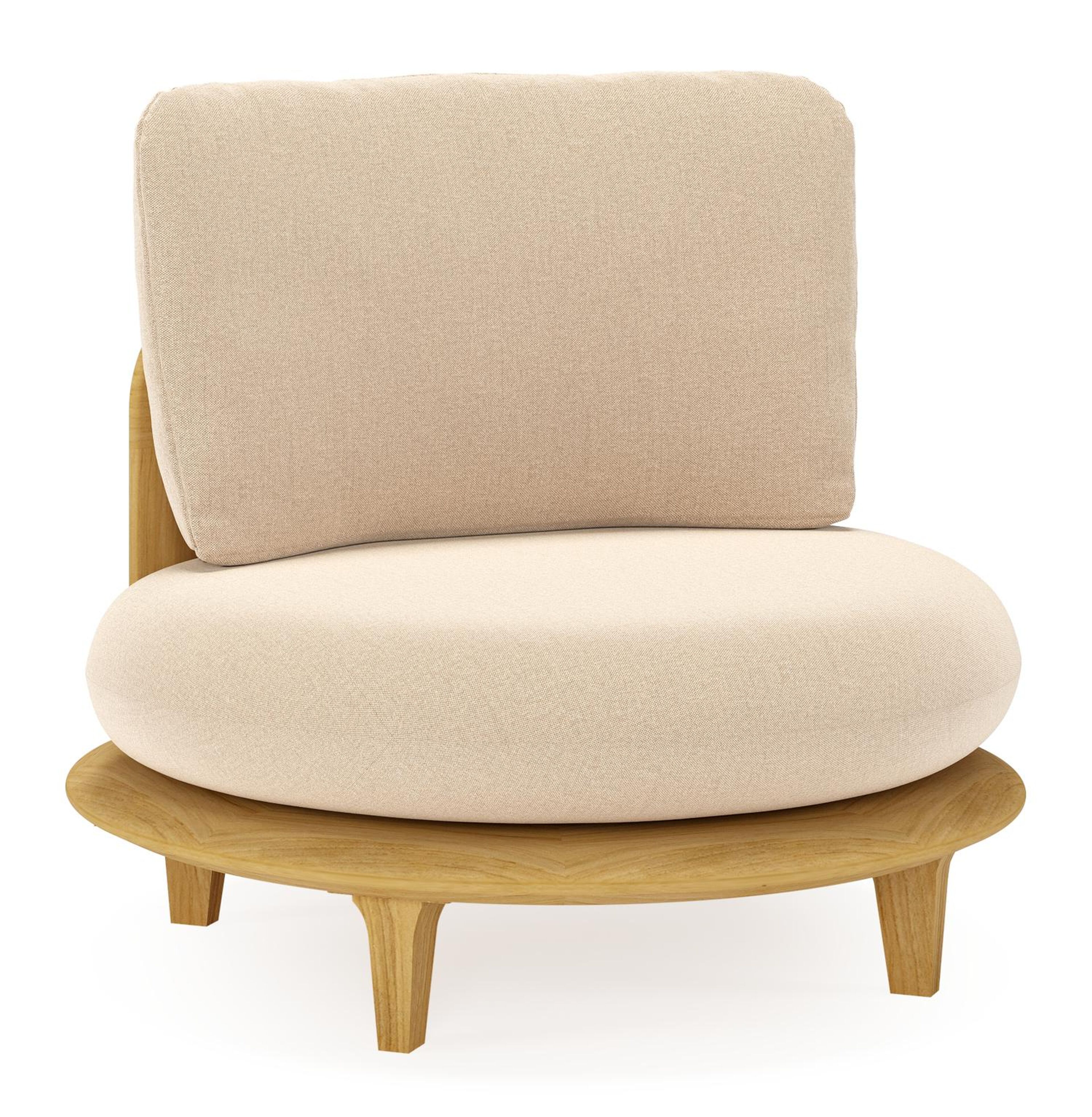 Bomero loungestoel in teak met natte heather beige all weather sunbrella® luxe kussen