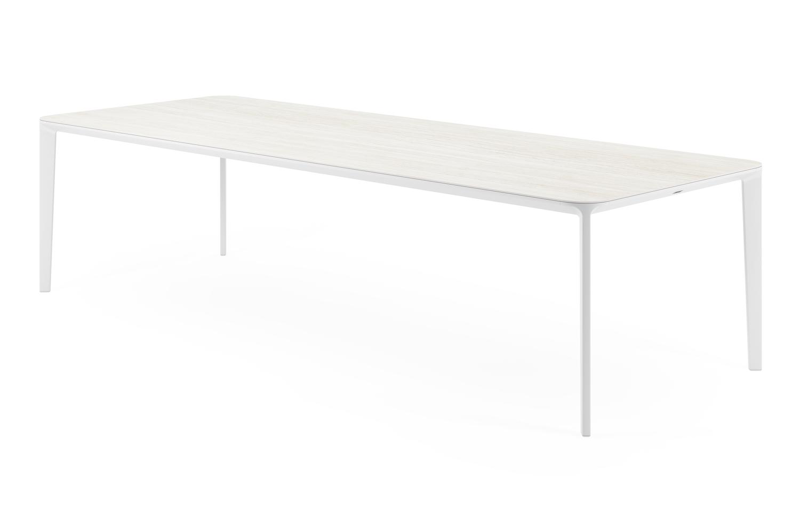 Urbino tuintafel rechthoekig afgerond in wit aluminium en volkeramiek calista - L 290 x B 110 x H 74 cm