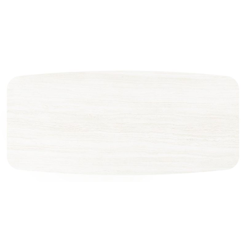 Lacrima tuintafel bootvorm in wit aluminium en volkeramiek calista - L 255 x B 115 x H 73 cm