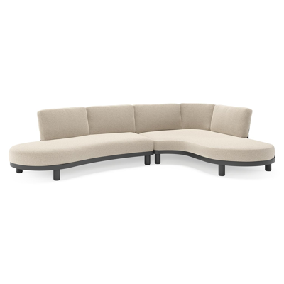 Salon de jardin d'angle Donato en aluminium noir et coussins en all weather cosytica Catania Sand