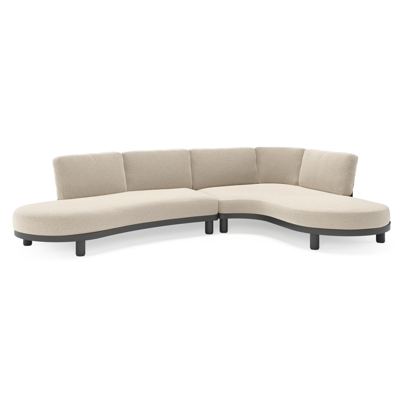 Donato loungehoek in zwart aluminium met All Weather Cosytica Catania Sand kussen