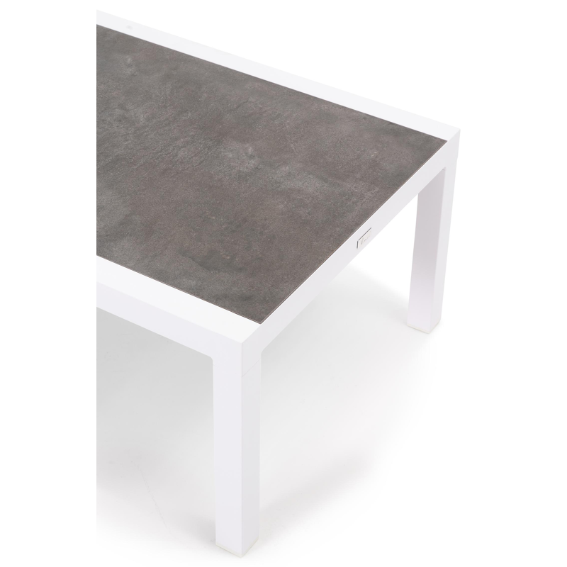 Alcudia loungetafel in wit aluminium en grijs volkeramiek - L 120 x B 70 x H 43 cm