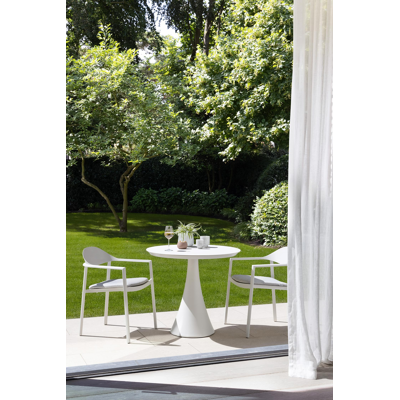 Fano tuintafel in wit aluminium en volkeramiek arctic white - Dia. 85 x H 75 cm