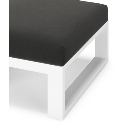 Pouf Verato en aluminium blanc et coussins en all weather sunbrella® luxe natte sooty
