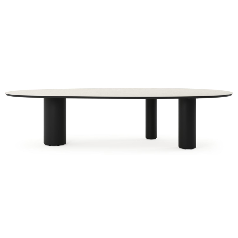 Amico tuintafel mango in zwart aluminium en volkeramiek Shilin - L 320 x B 140 x H 73.5 cm