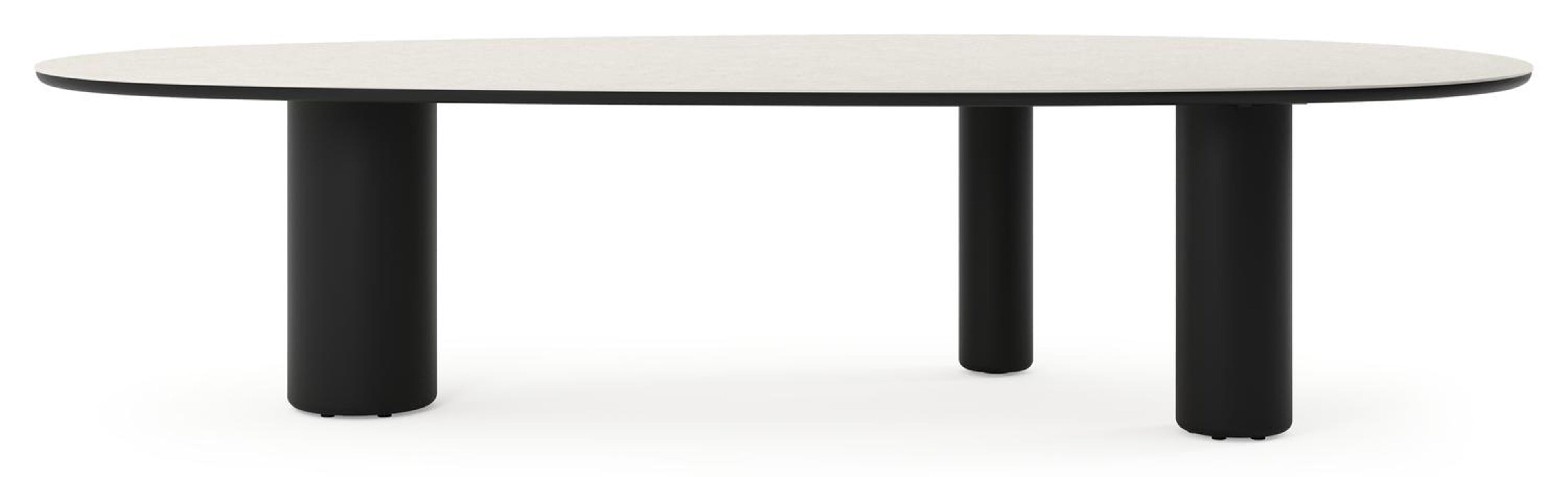 Table de jardin Amico mangue en aluminium noir et céramique pleine Shilin - Lg. 320 x Lrg. 140 x Haut. 74 cm