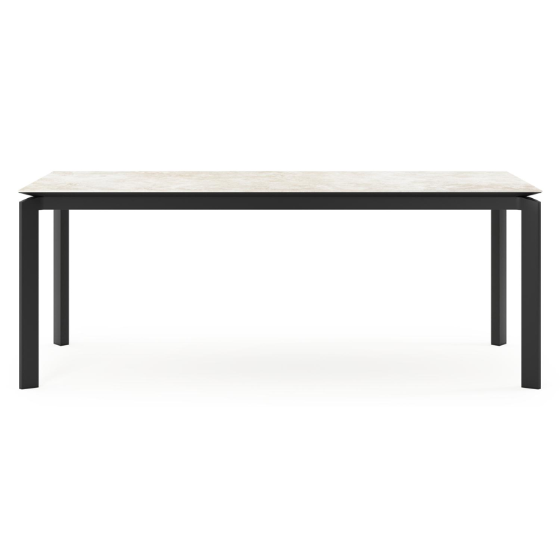 Table de jardin rectangulaire Cirello en aluminium noir et céramique pleine Rapolano Lg. 200 x Lrg. 100 cm