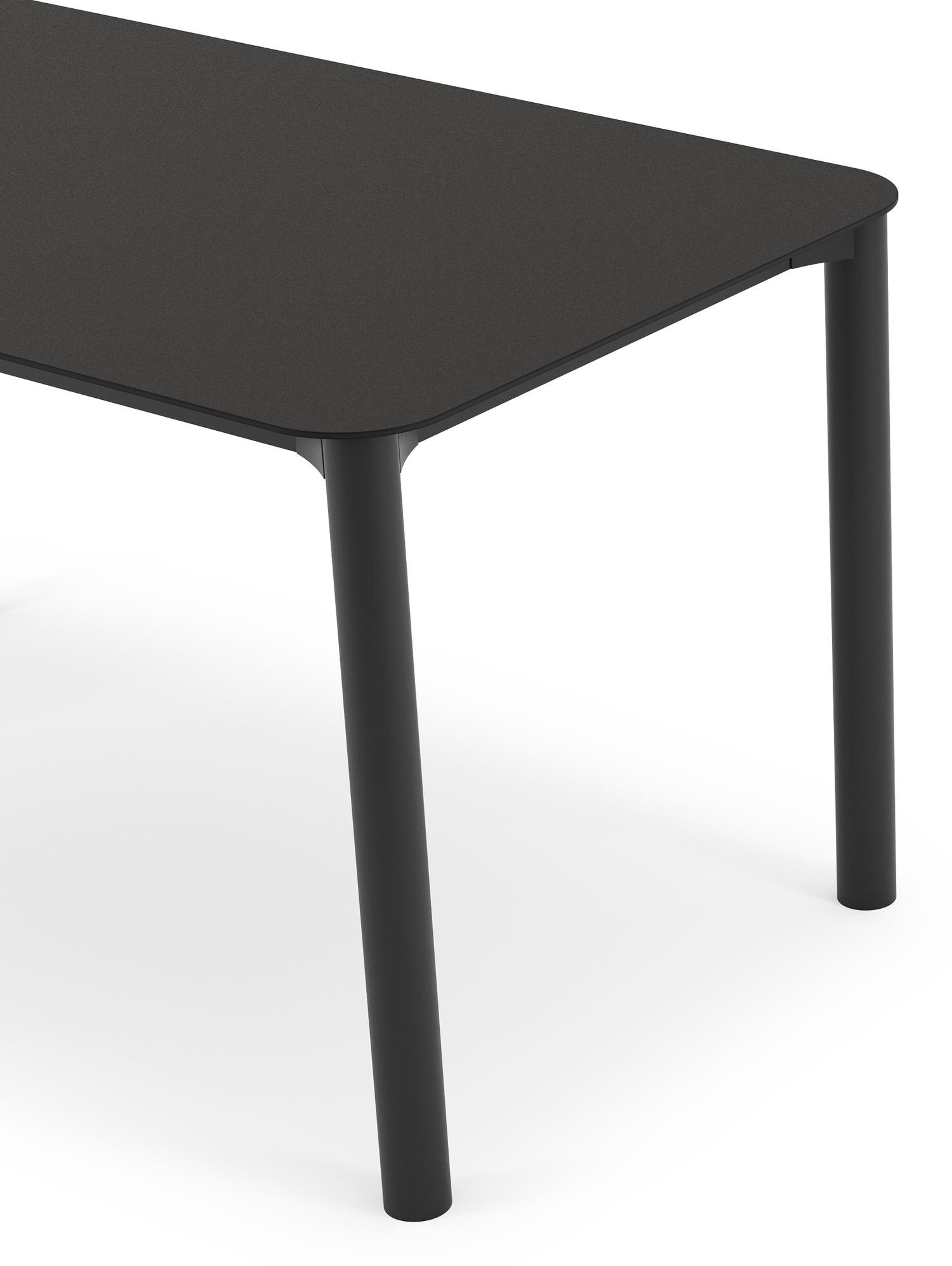 Orso tuintafel rechthoekig afgerond in zwart aluminium en volkeramiek zwart - L 140 x B 80 x H 75 cm