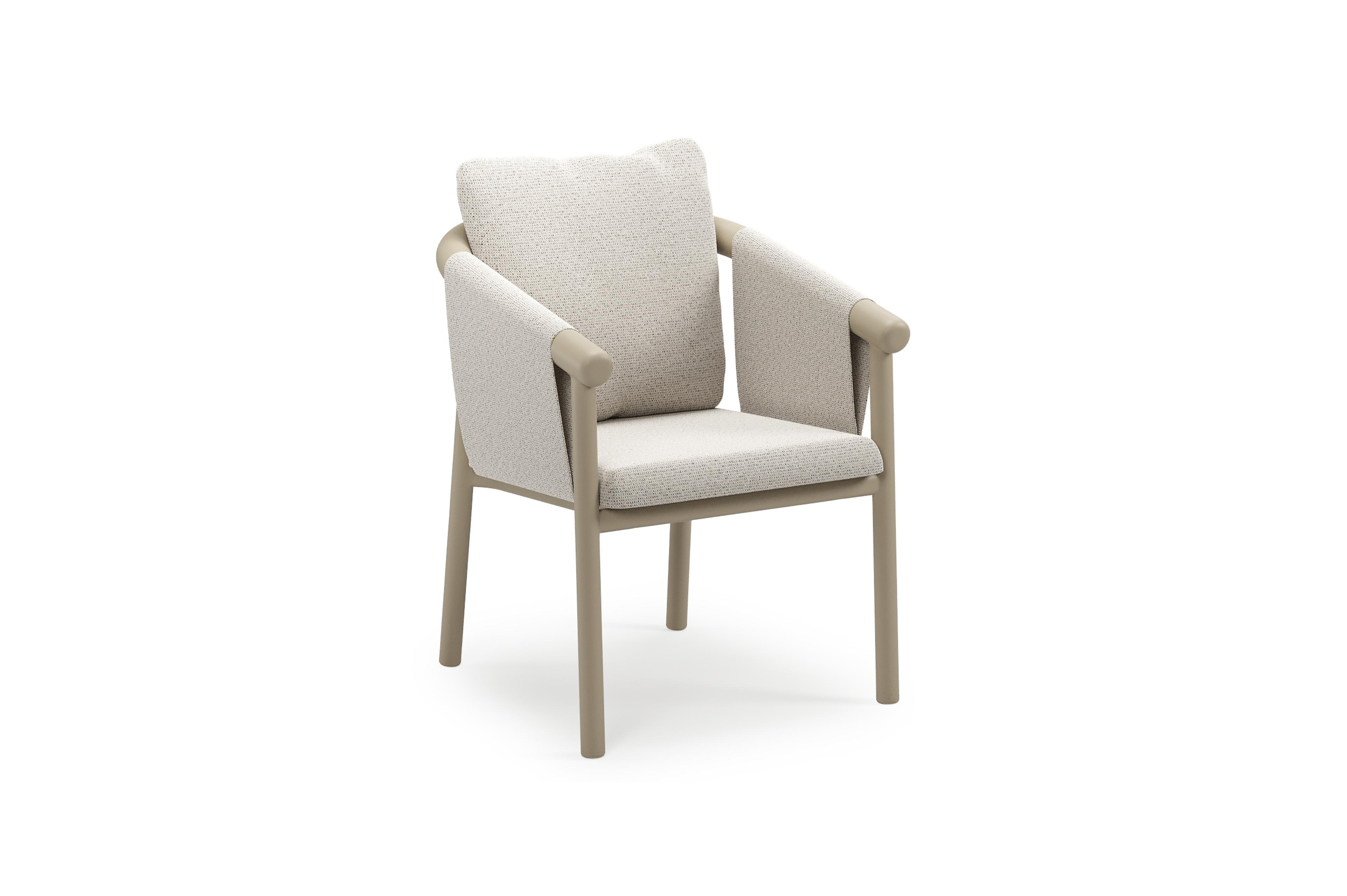 Chaise de jardin empilable Amico en aluminium beige et aluminium beige avec coussin en All Weather Solica Firenze Natural