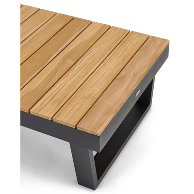 Modica loungetafel in zwart aluminium en teak - L 130 x B 72 x H 38 cm