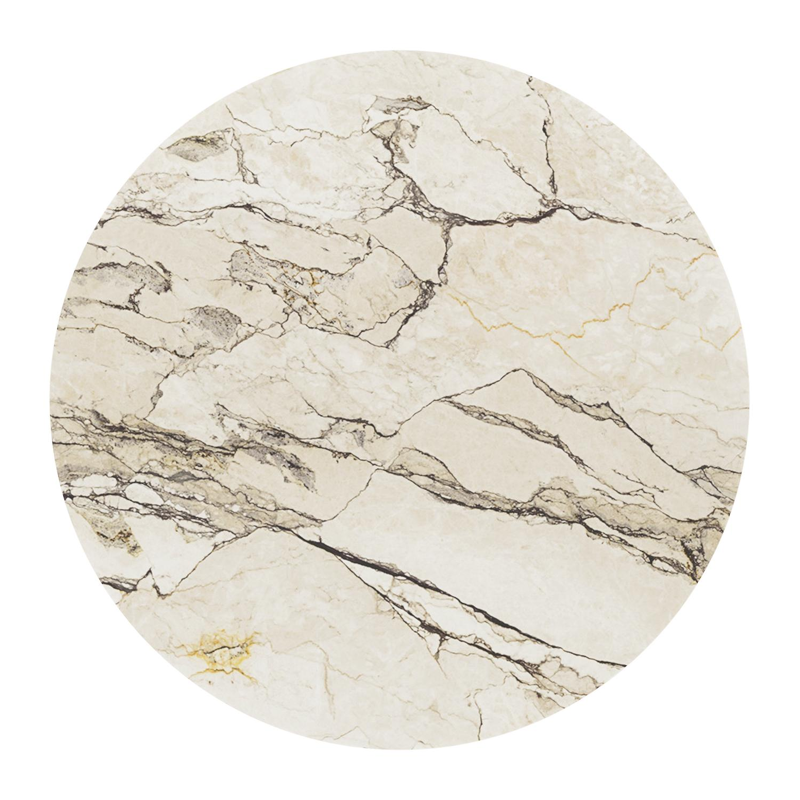 Table de basse Bomero ronde en aluminium beige et céramique pleine Colorado Dunes - Diam. 84 x Haut. 32.2 cm