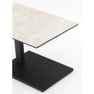 Cirello pop-up bijzettafel in zwart aluminium en volkeramiek Rapolano - L 70 x B 50 x H 44 cm