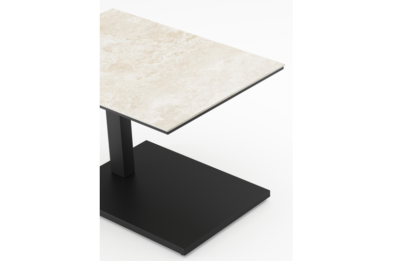 Cirello pop-up bijzettafel in zwart aluminium en volkeramiek Rapolano - L 70 x B 50 x H 44 cm