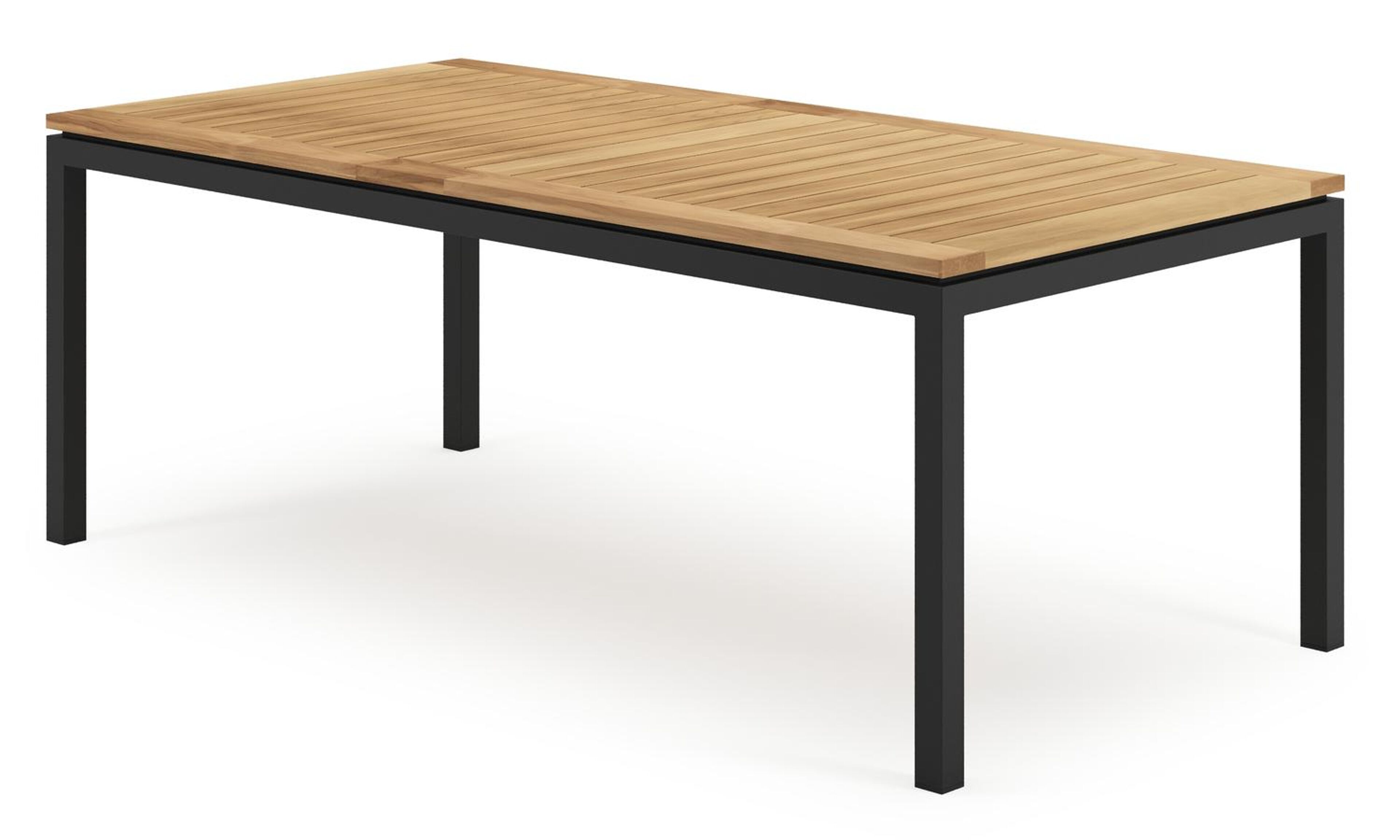 Amalfi verlengbare tuintafel in zwart aluminium en teak - L 200/280 x B 100 x H 75 cm