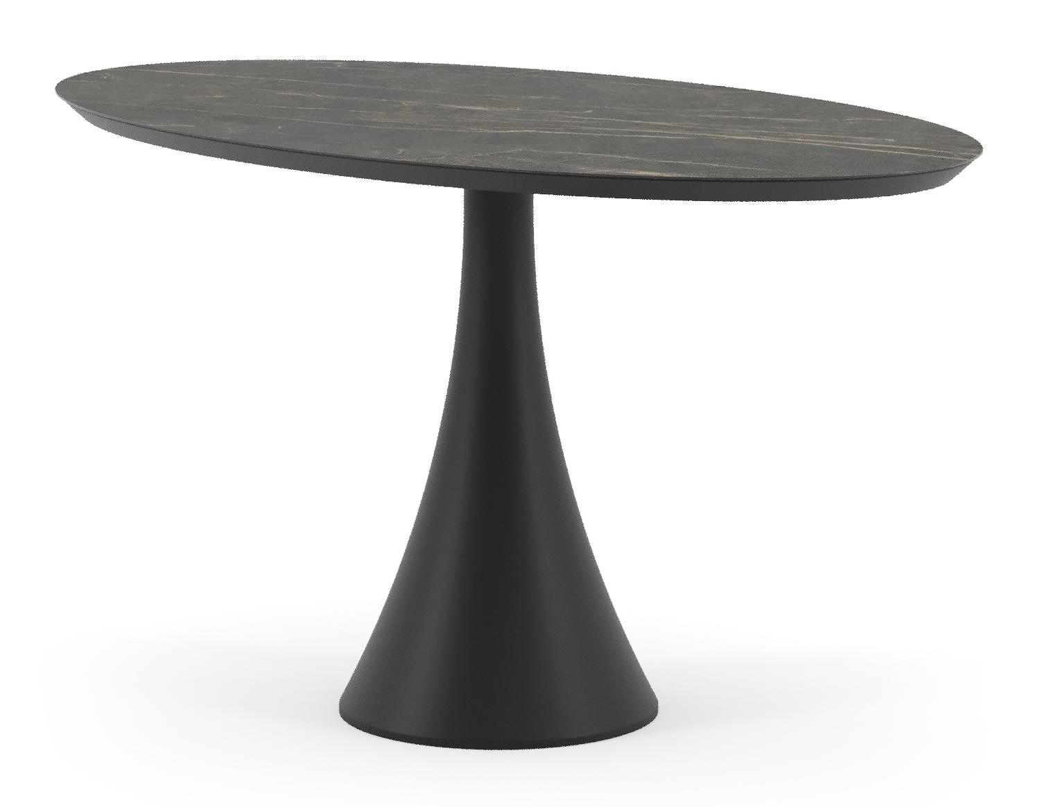 Table de jardin Fano oval en aluminium noir et céramique pleine Black Obsession - Lg. 140 x Lrg. 80 x Haut. 74.5 cm