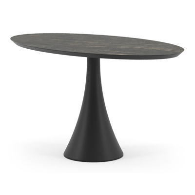 Fano tuintafel ovaal in zwart aluminium en volkeramiek Black Obsession - L 140 x B 80 x H 74.5 cm
