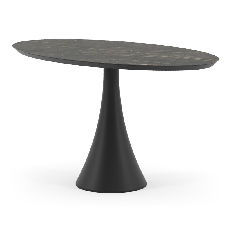 Fano tuintafel ovaal in zwart aluminium en volkeramiek Black Obsession - L 140 x B 80 x H 74.5 cm