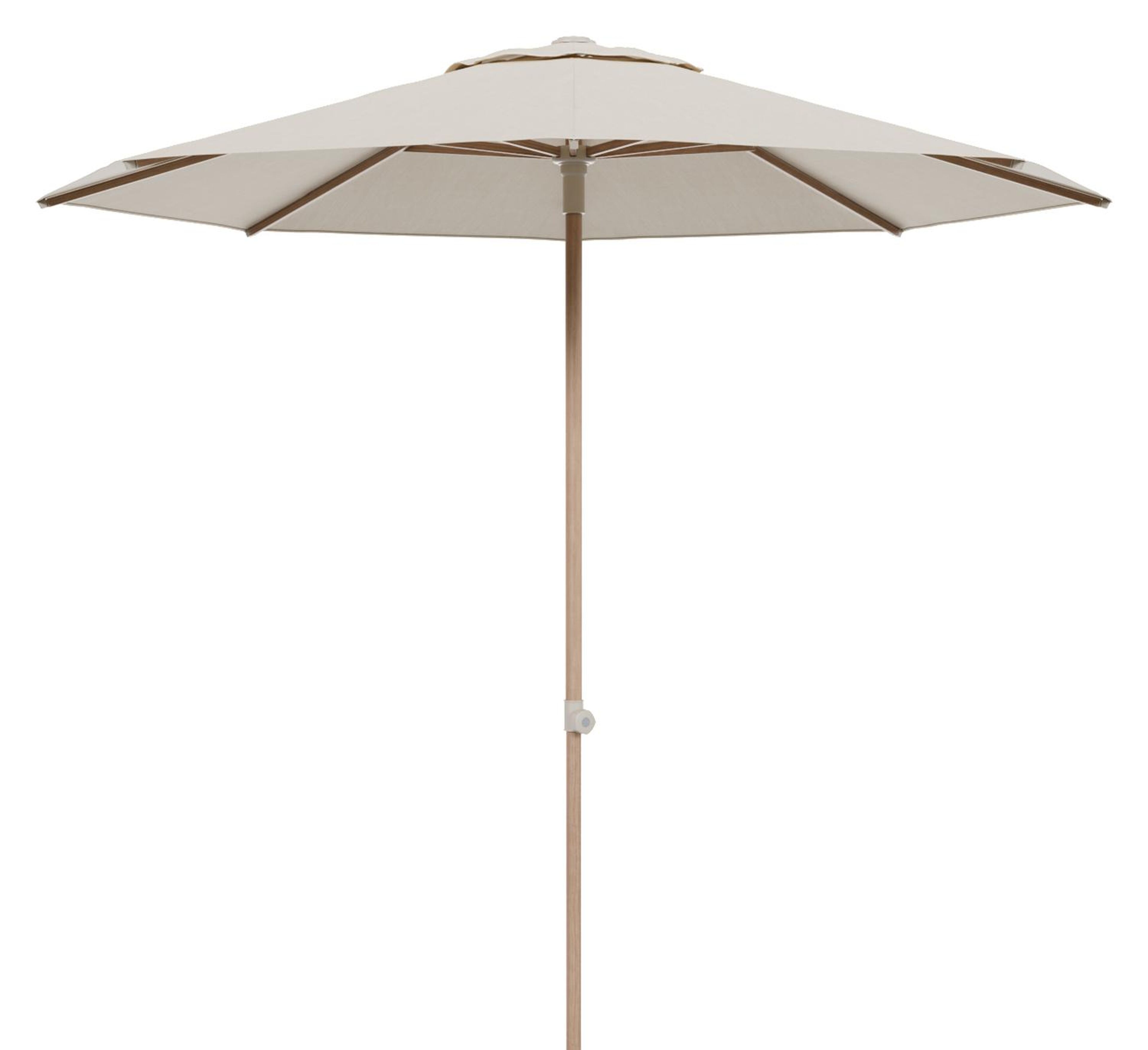 Umbria staanparasol in aluminium houtlook met beige all weather sunbrella® premium parasoldoek - Dia. 250 cm (zonder voet)