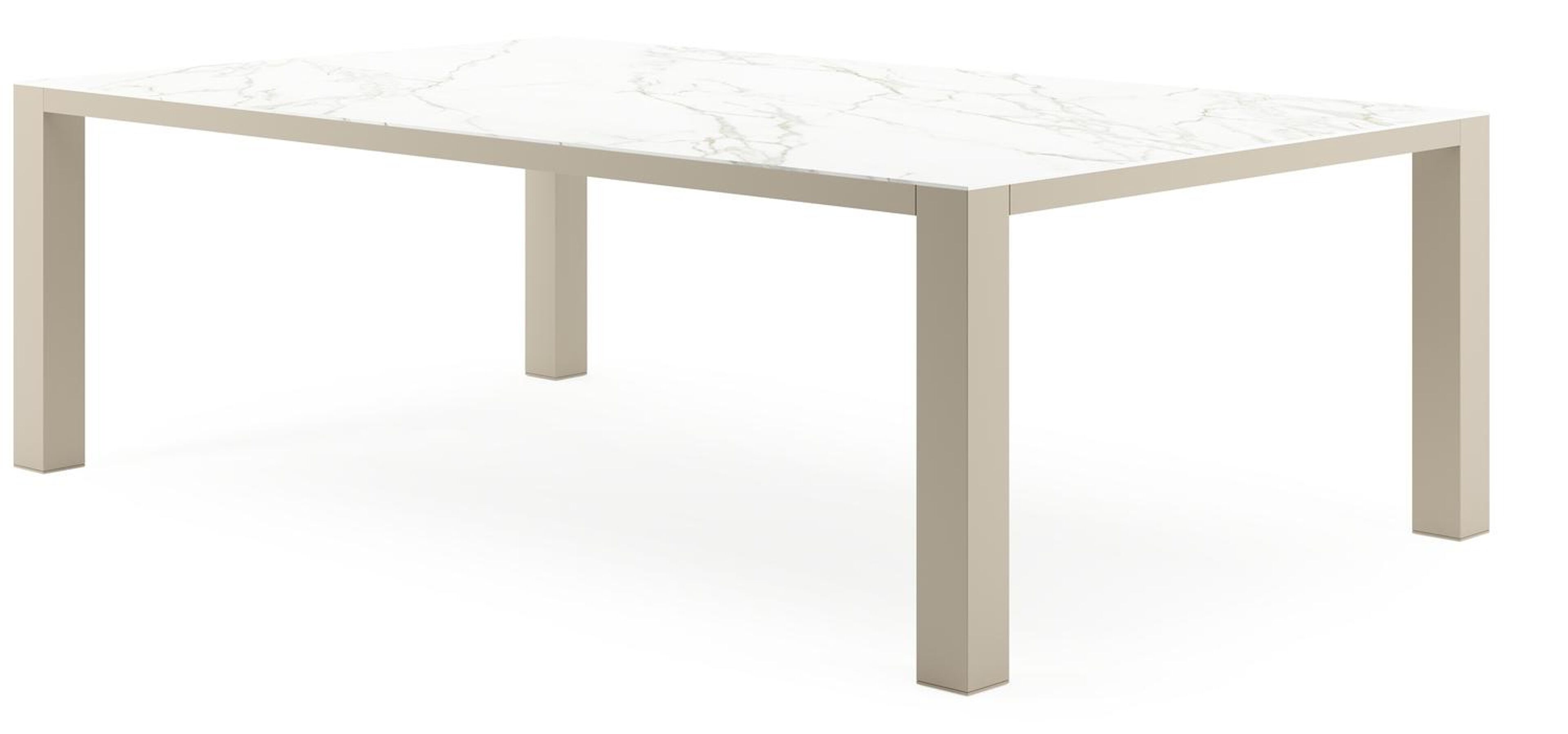 Nano XL tuintafel rechthoekig in beige aluminium en volkeramiek Calacatta - L 240 x B 148 x H 75 cm