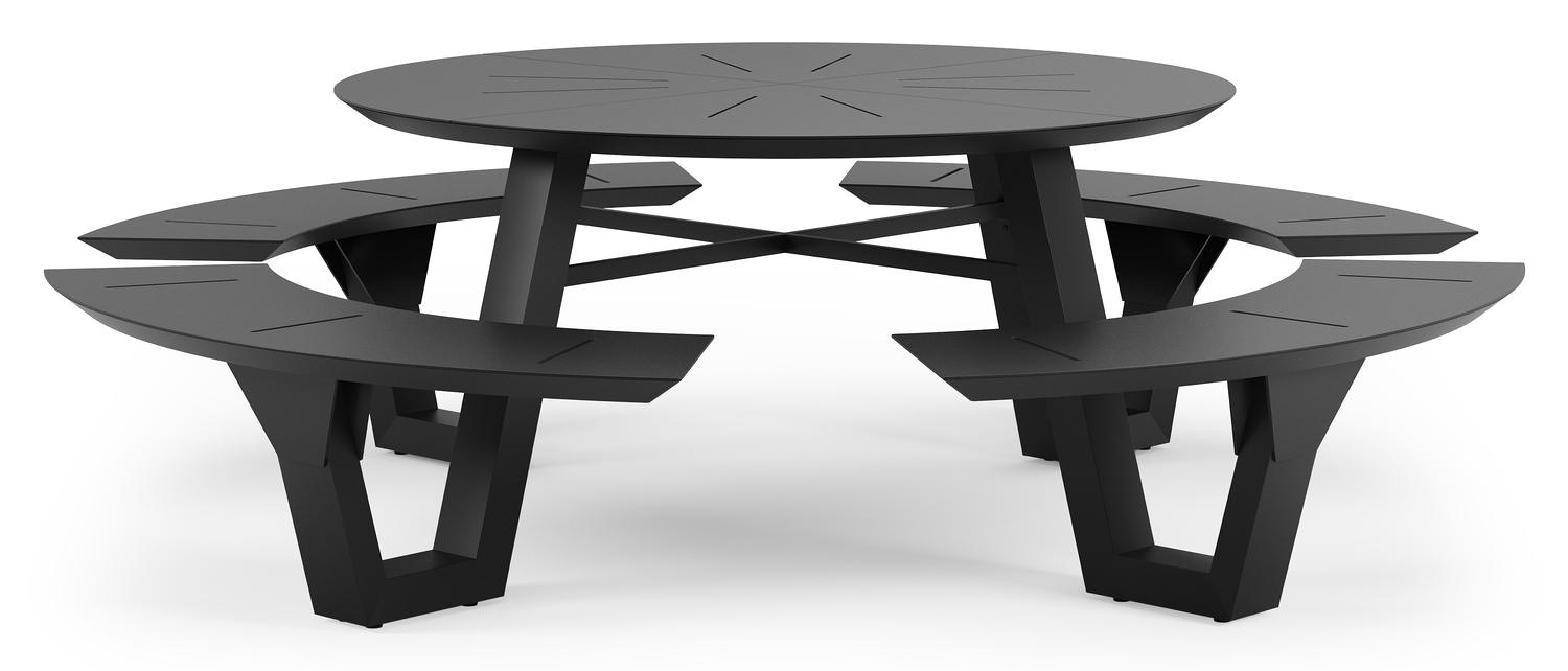 Rondino picknicktafel in zwart aluminium - Ø 236 x H 71,5 cm