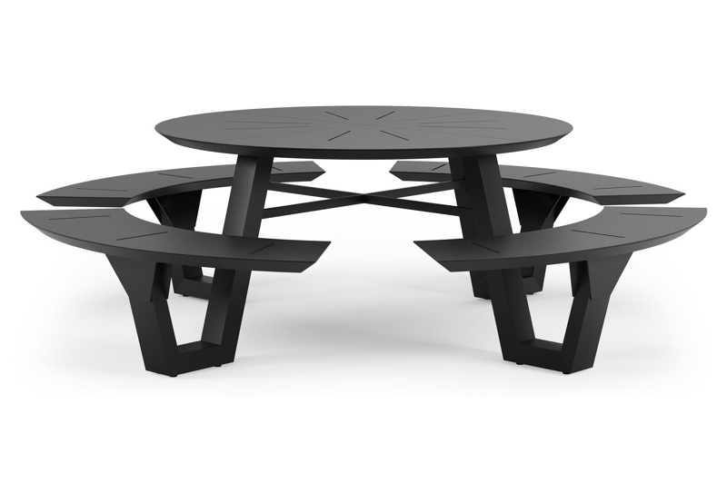 Rondino picknicktafel in zwart aluminium - Ø 236 x H 71,5 cm