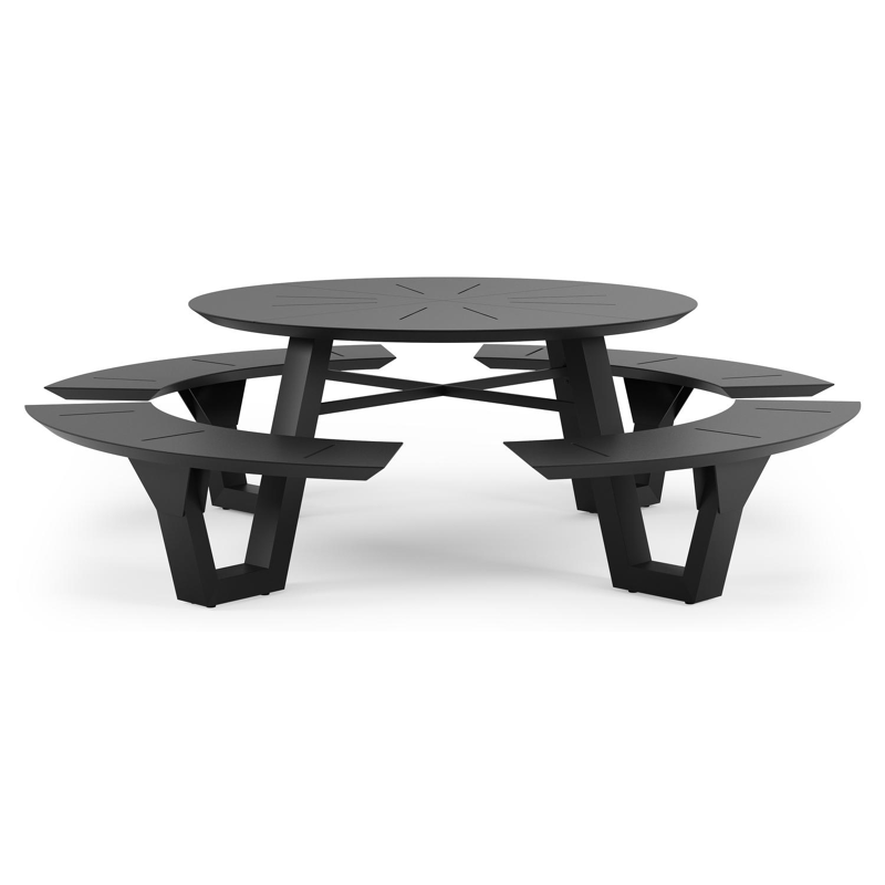 Table de pique-nique Rondino en aluminium noir - Dia. 236 x H 71,5 cm