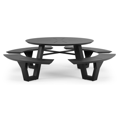 Rondino picknicktafel in zwart aluminium - Ø 236 x H 71,5 cm