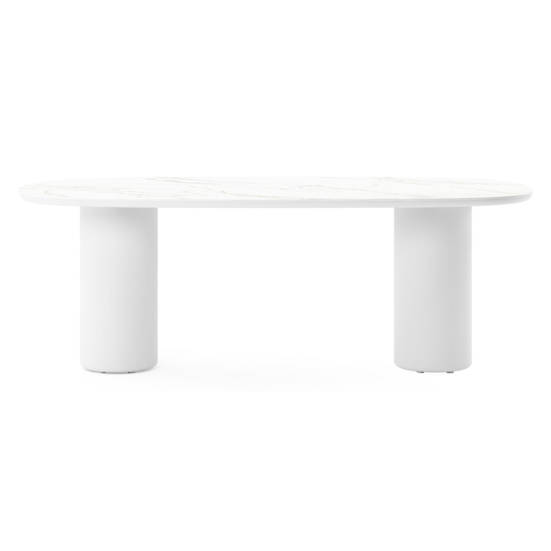 Amico tuintafel bombo in wit aluminium en volkeramiek Calacatta - L 210 x B 110 x H 74 cm