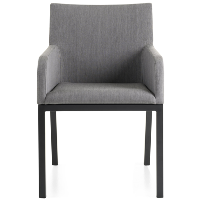 Livo tuinset in zwart aluminium en teak naturel tafelblad met 8 Rivo tuinstoelen