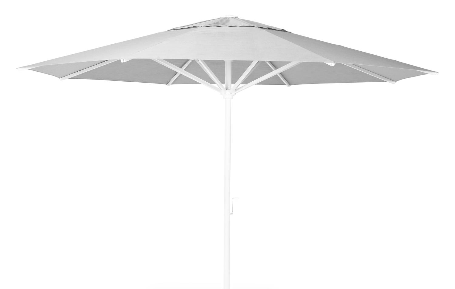 Solino staanparasol in wit aluminium met grijs all weather sunbrella® premium parasoldoek - Dia. 400 cm (zonder voet)