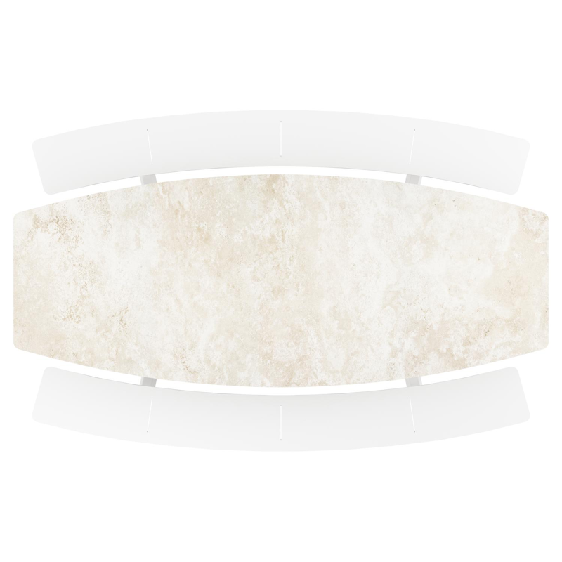 Forno picknicktafel bootvorm in wit aluminium en volkeramiek Rapolano L 280 x B 192 cm