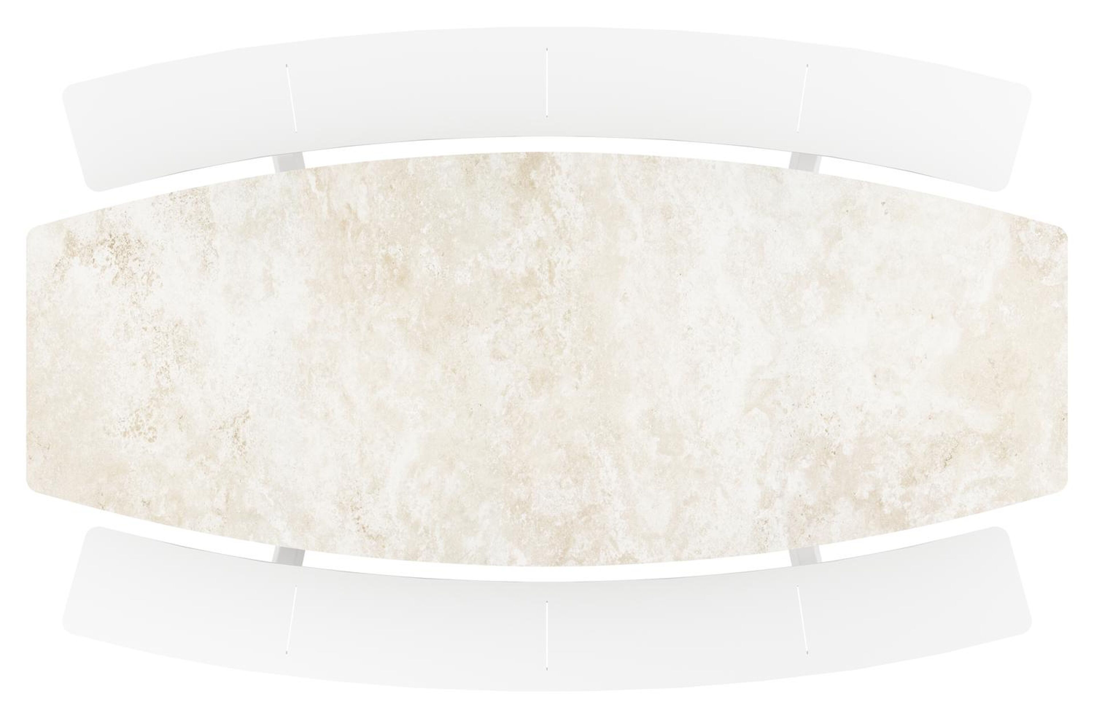 Forno picknicktafel bootvorm in wit aluminium en volkeramiek Rapolano L 280 x B 192 cm