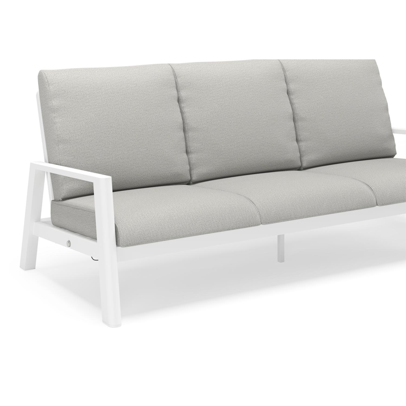 Cirello loungeset in wit aluminium met savane nimbus all weather sunbrella® luxe kussens