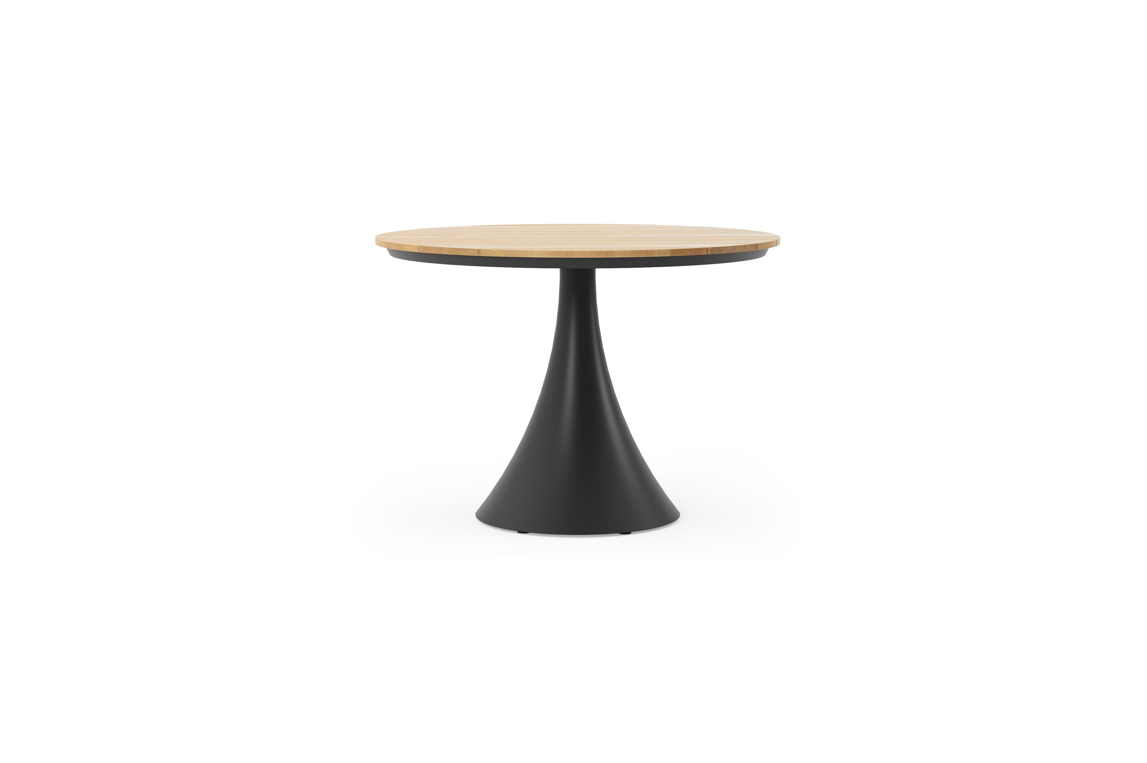 Fano tuintafel in zwart aluminium en teak - Dia. 110 x H 75 cm