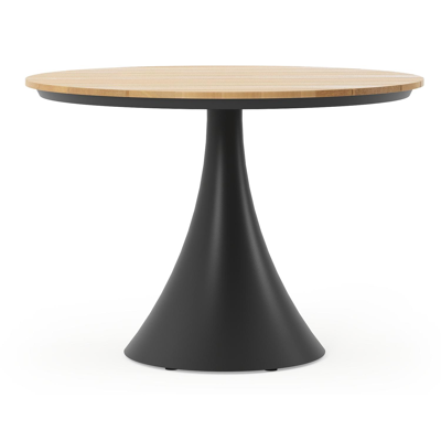 Fano tuintafel in zwart aluminium en teak - Dia. 110 x H 75 cm