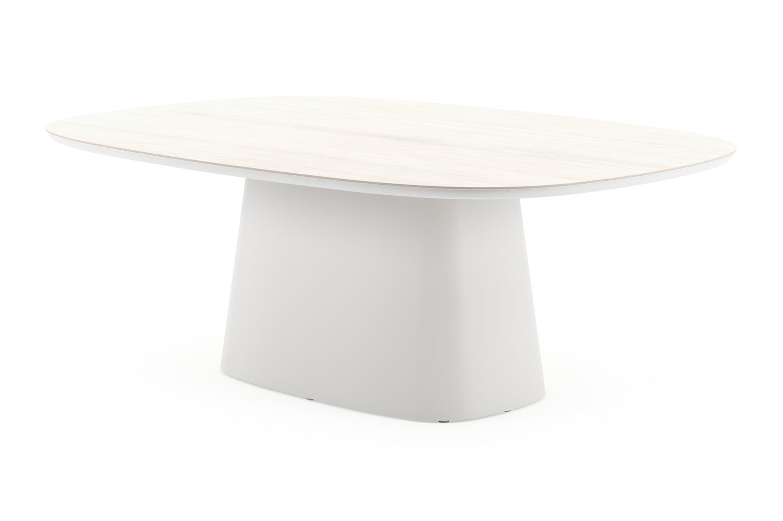 Amico tuintafel bombo xl in wit aluminium en volkeramiek Travertino Bianco - L 210 x B 148 x H 73.5 cm