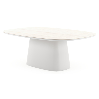 Amico tuintafel bombo xl in wit aluminium en volkeramiek Travertino Bianco - L 210 x B 148 x H 73.5 cm