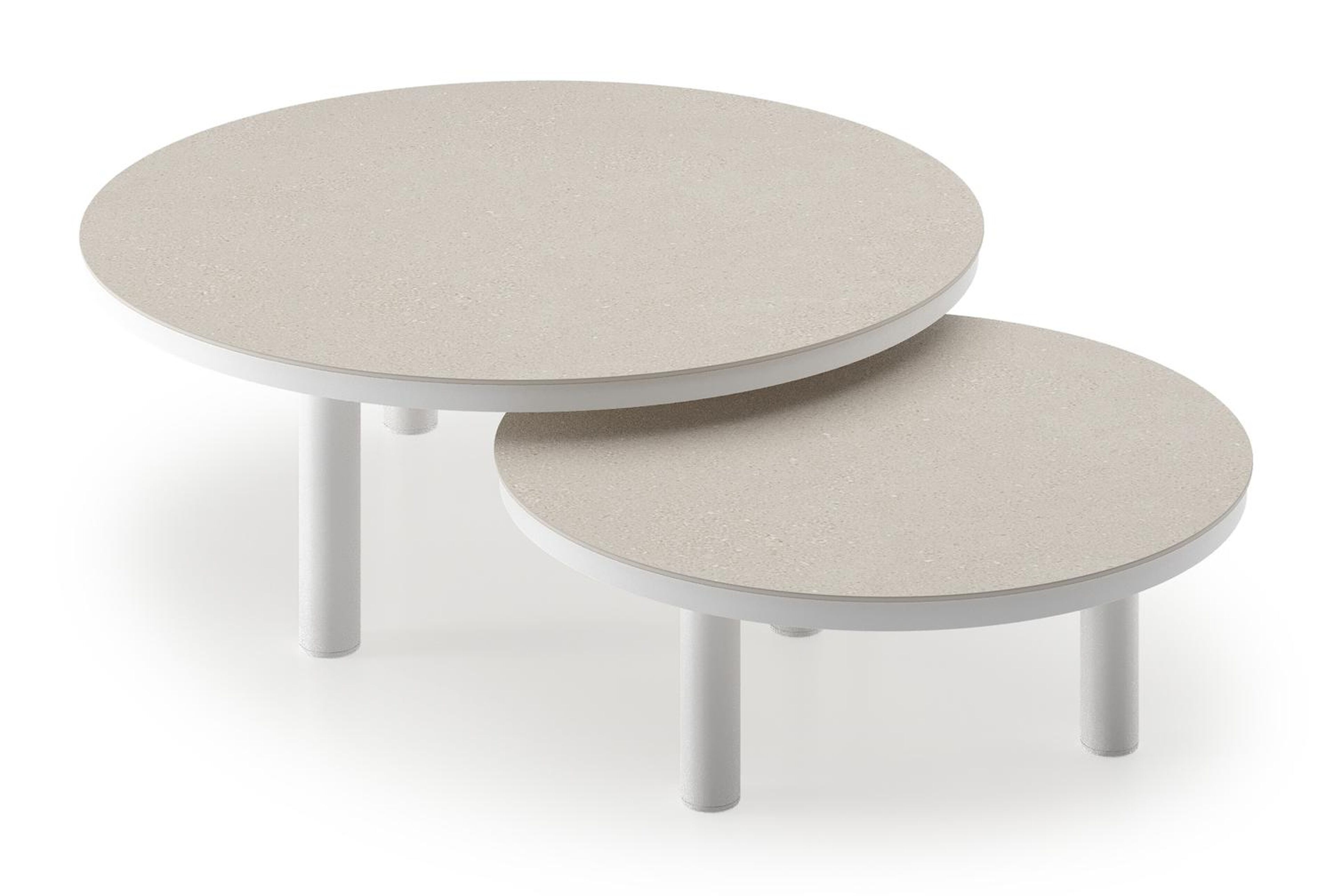Lindo loungetafel in wit aluminium en sintered stone crema minerale