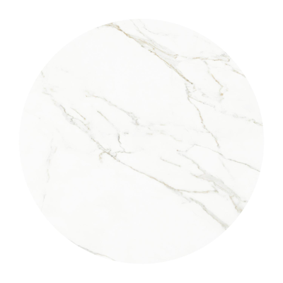 Fano tuintafel rond in beige aluminium en volkeramiek Calacatta - Dia. 110 x H 75 cm