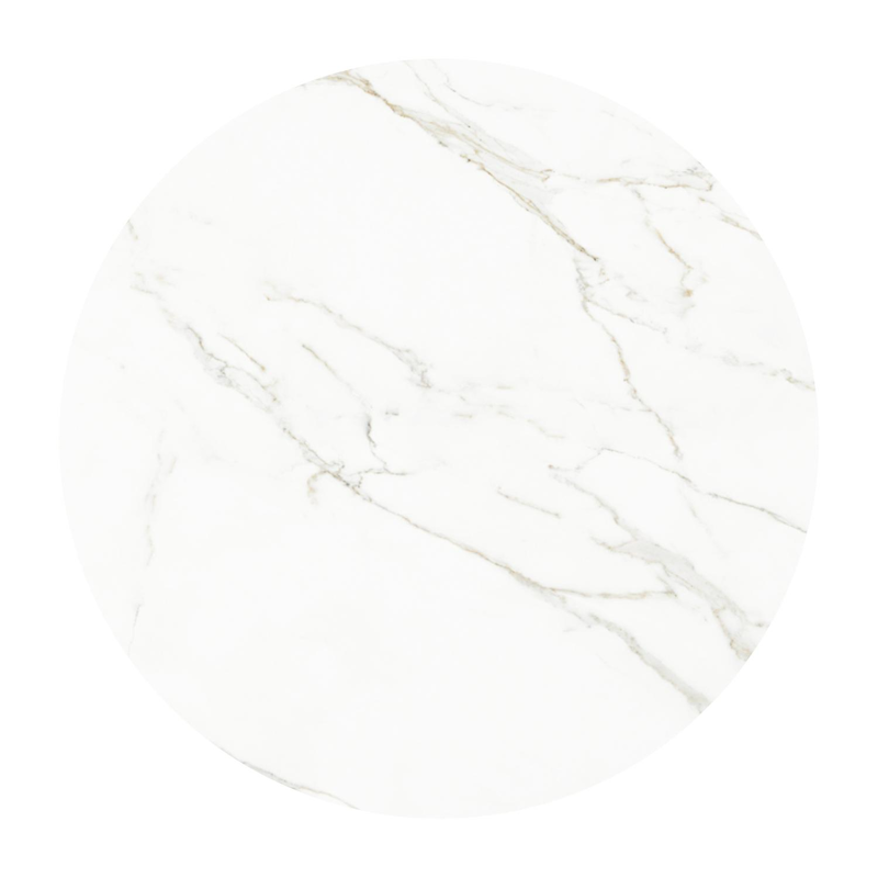 Fano tuintafel rond in beige aluminium en volkeramiek Calacatta - Dia. 110 x H 75 cm