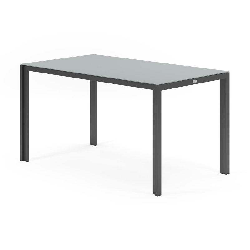 Caldela tuintafel in zwart aluminium en glas grijs - L 140 x B 80 x H 75 cm