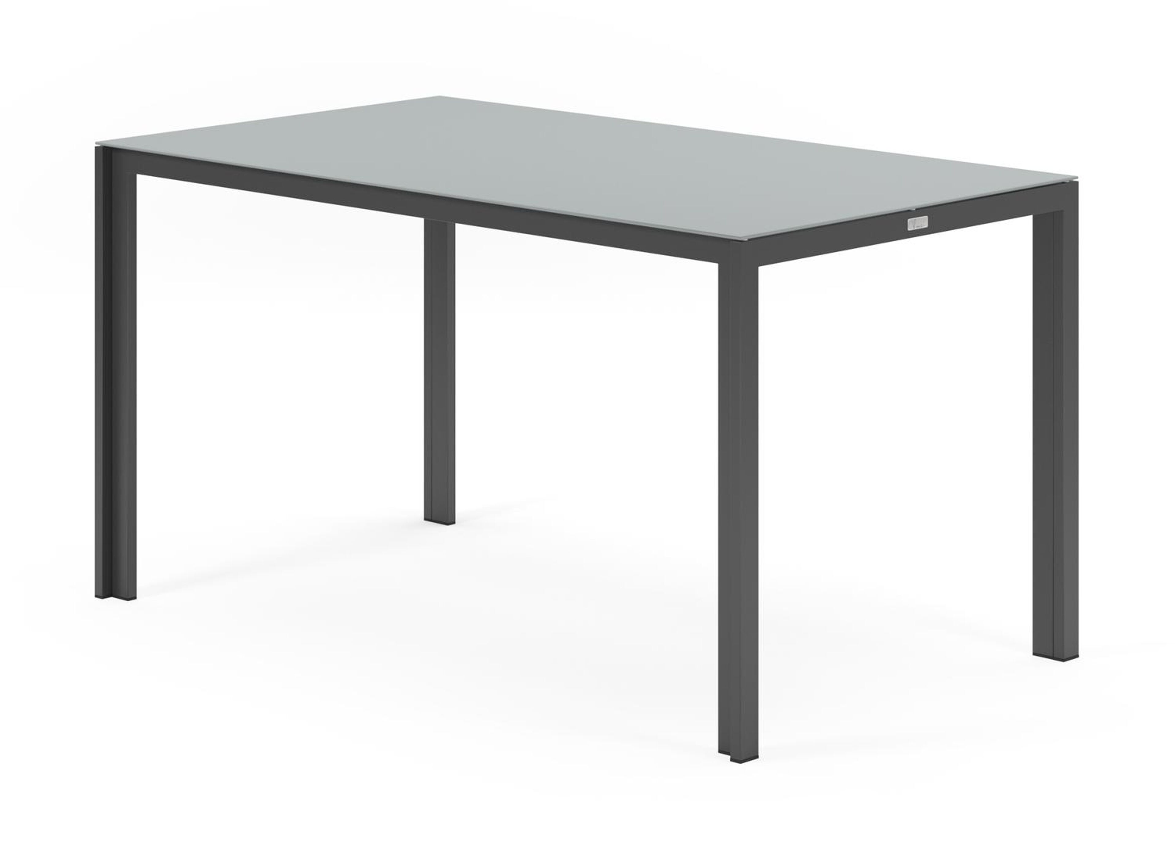 Caldela tuintafel in zwart aluminium en glas grijs - L 140 x B 80 x H 75 cm