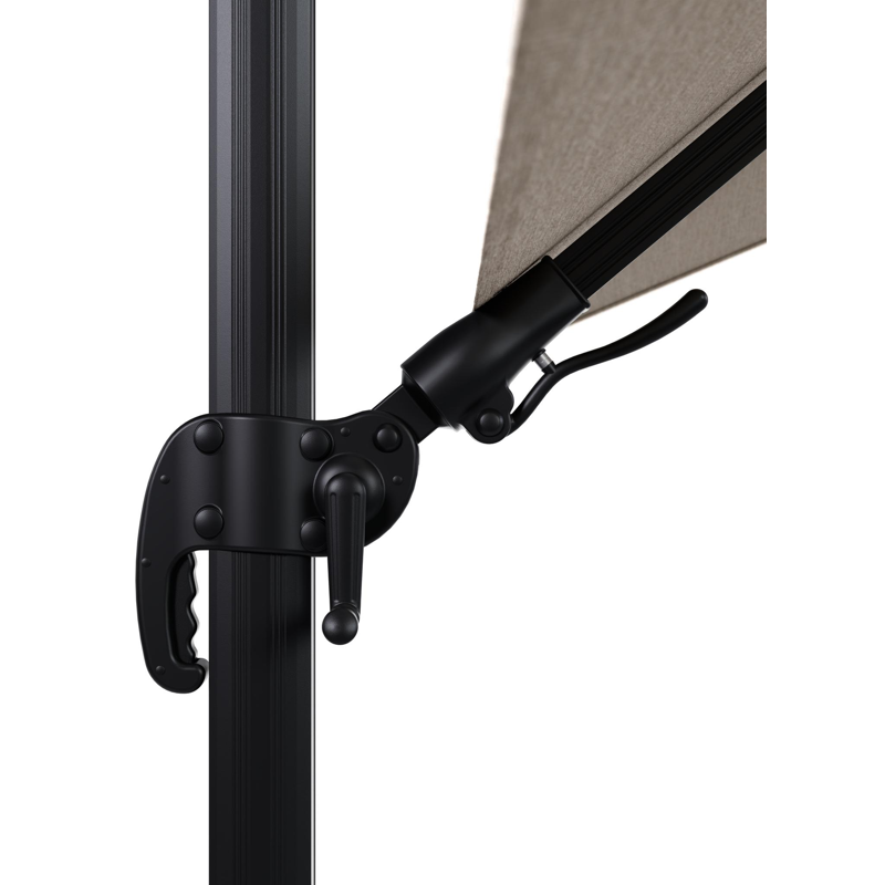 Avola zweefparasol met tiltfunctie in zwart aluminium met rustic weather+ softtouch parasoldoek - L1 200 x L2 300 cm (zonder voet)